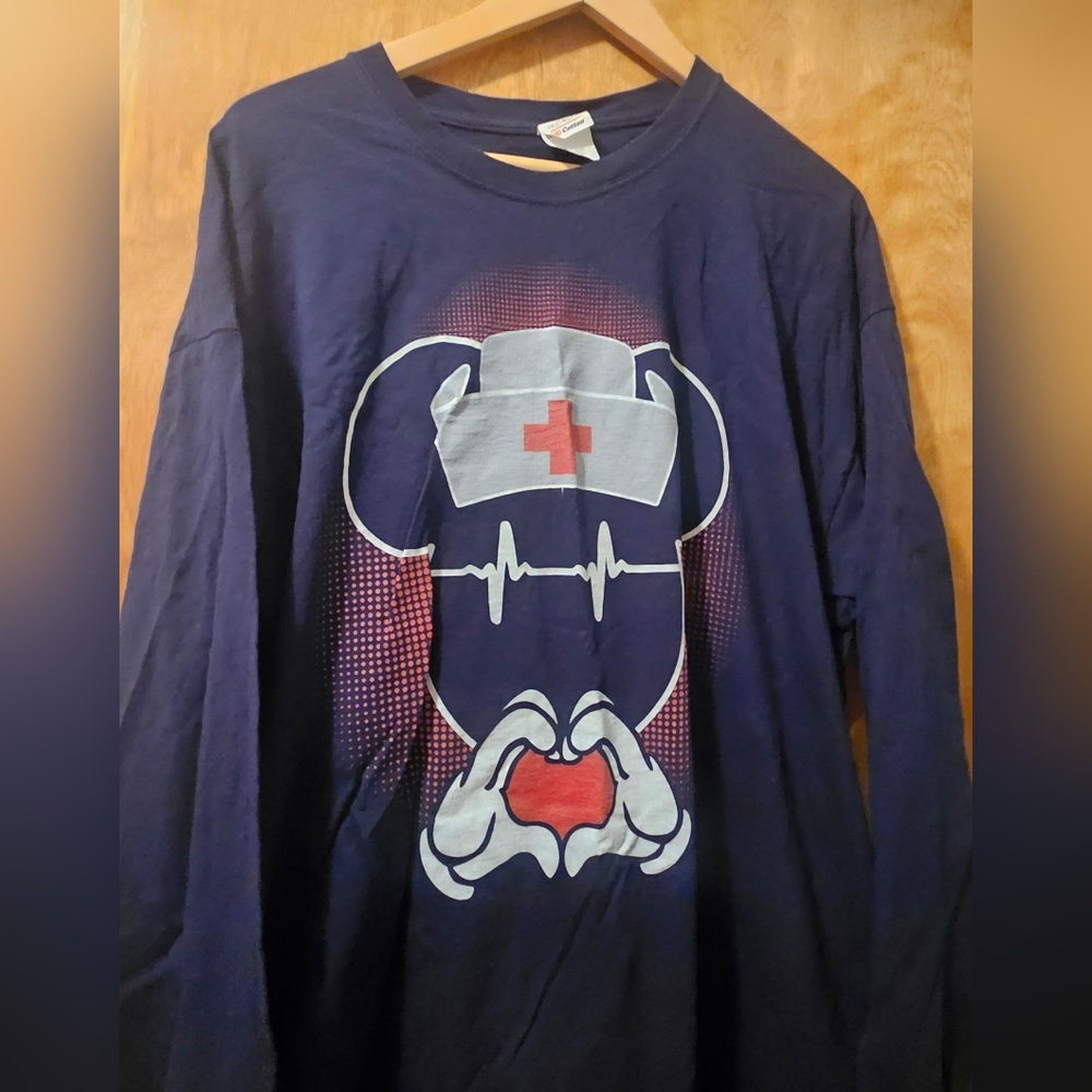Navy Blue Disney Graphic Long Sleeve Shirt